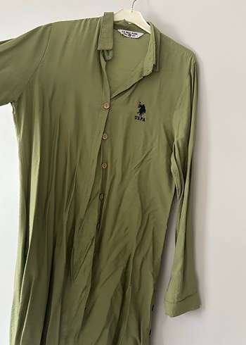 U.S. Polo Assn. Bej Keten Kadın Gömlek - Görsel 2