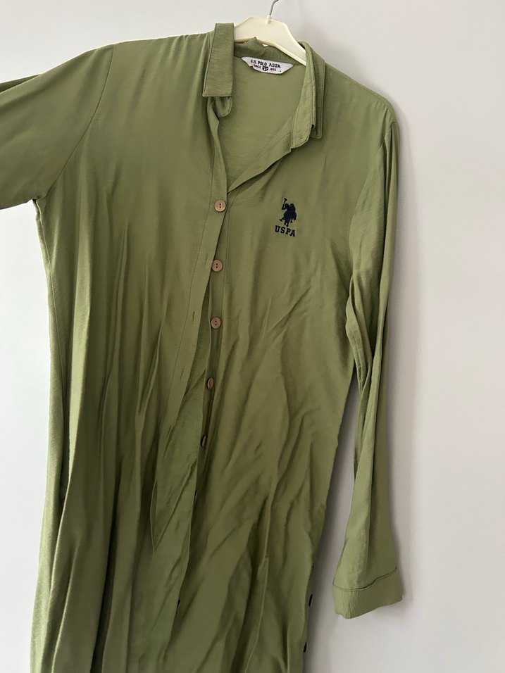 U.S. Polo Assn. Bej Keten Kadın Gömlek - Görsel 2