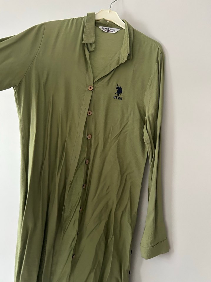 U.S. Polo Assn. Bej Keten Kadın Gömlek - Görsel 4