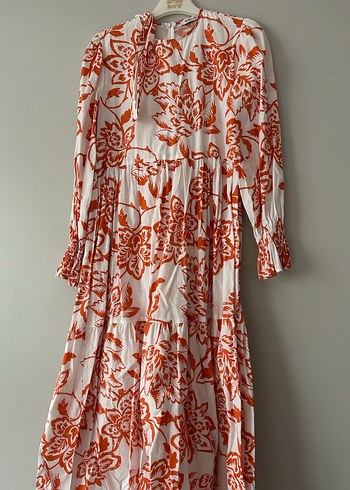 Turuncu Desenli V Yaka Bohem Hamile Tunik - Görsel 3