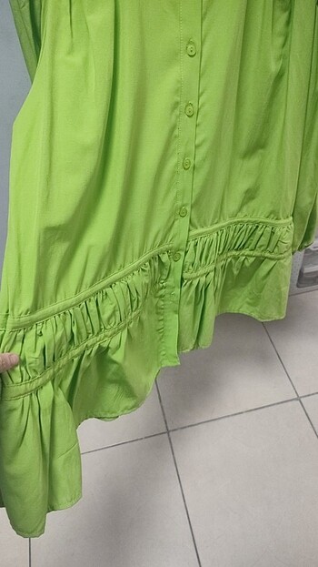 38 Beden yeşil Renk TABA ÖNÜ ŞERİTLİ GÖMLEK TUNİK