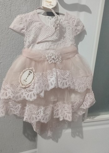 Diğer Dantel Detaylı Kız Çocuk Pembe Elbise