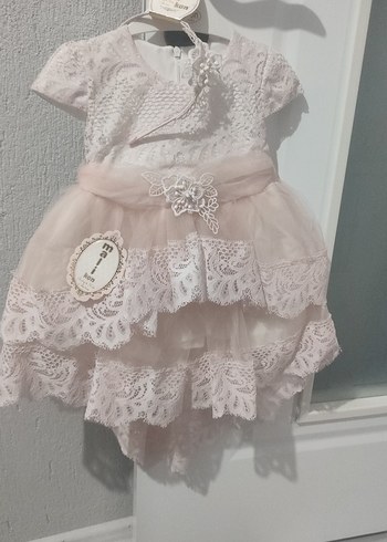 Dantel Detaylı Kız Çocuk Pembe Elbise