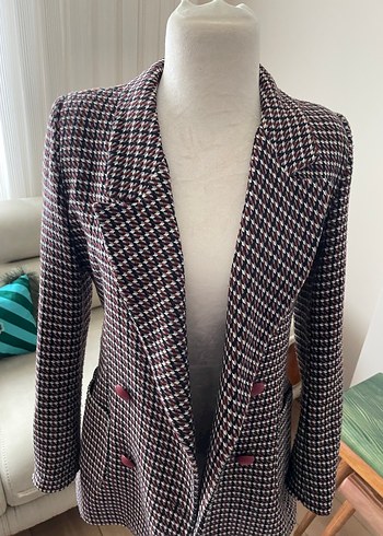Bordo Desenli Midi Blazer Ceket - Görsel 2