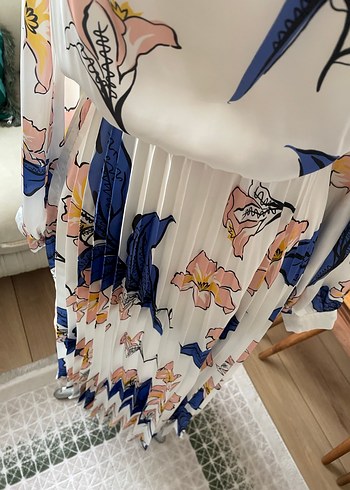 Bohem Çok Renkli Pilili Uzun Elbise - Görsel 5