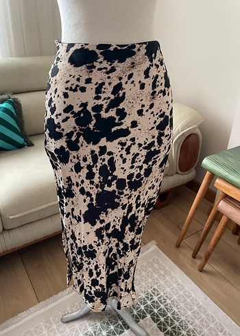 Drapeli Bağlama Desenli Uzun Kadın Etek - Görsel 2