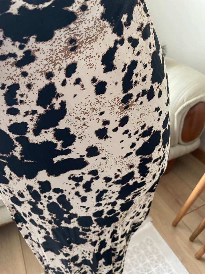 Drapeli Bağlama Desenli Uzun Kadın Etek - Görsel 3