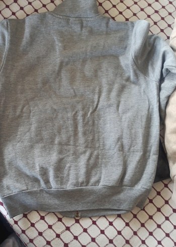 s Beden gri Renk Gri Fermuarlı Erkek Sweatshirt