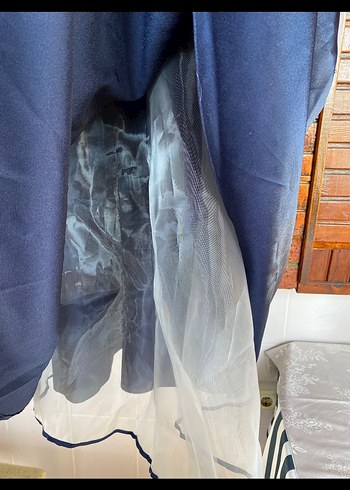 Lacivert Uzun Kollu Gotik Kadın Elbise - Görsel 4