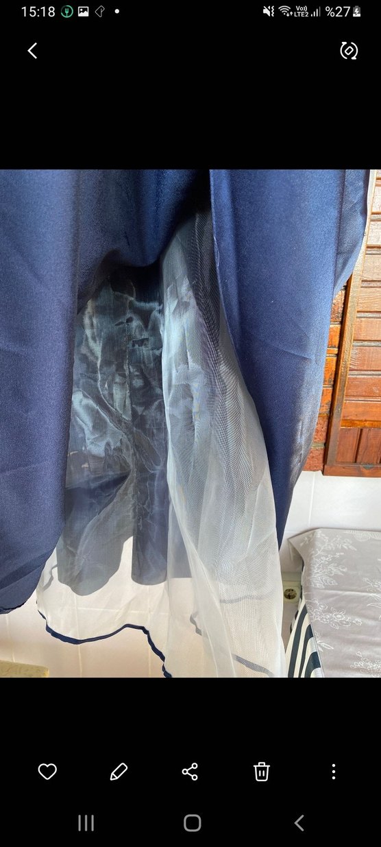 Lacivert Uzun Kollu Gotik Kadın Elbise - Görsel 4