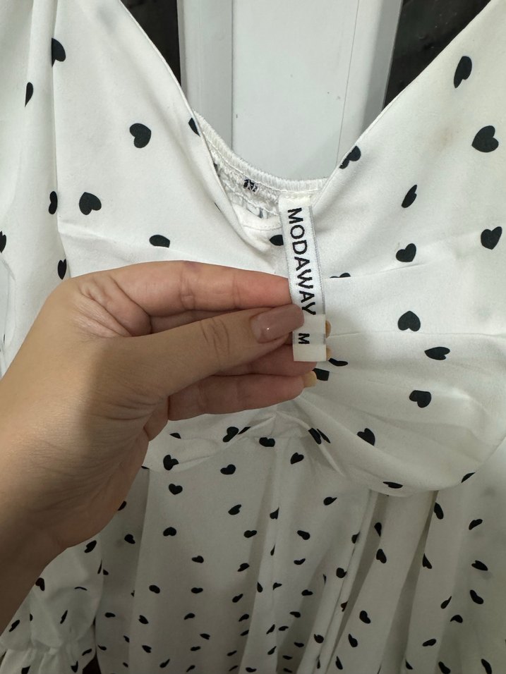 Uzun Kollu Puantiyeli Midi Elbise - Görsel 3