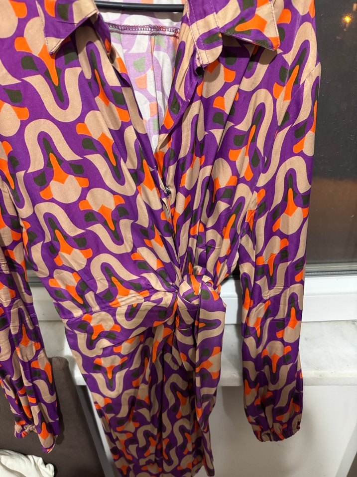 Uzun Kollu, V Yaka, Renkli Retro Gömlek - Görsel 2