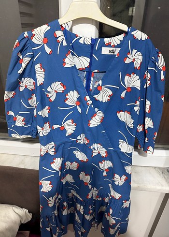 Mavi Desenli Midi Elbise - Görsel 6