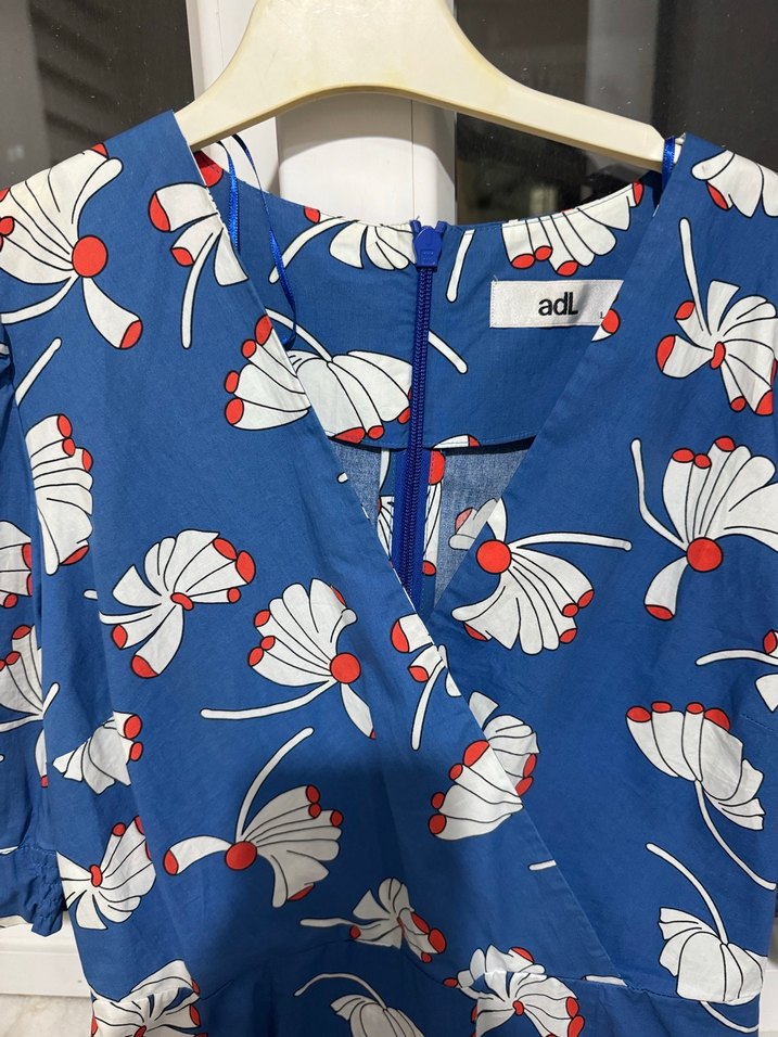 Mavi Desenli Midi Elbise - Görsel 5