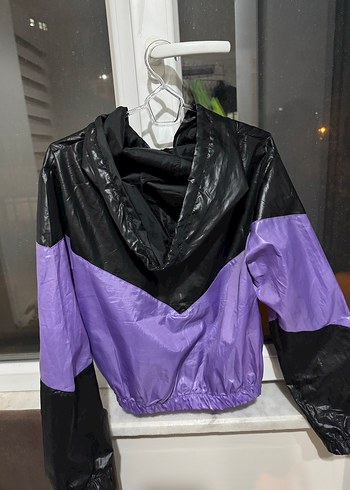 Kadın Mor Siyah Spor Fermuarlı Ceket - Görsel 2