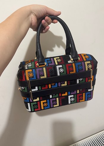 Desenli Deri Kadın Çanta Fermuarlı - Görsel 2