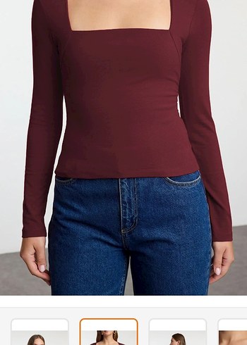 Bordo Kadın Slim Fit Uzun Kollu Bluz - Görsel 2