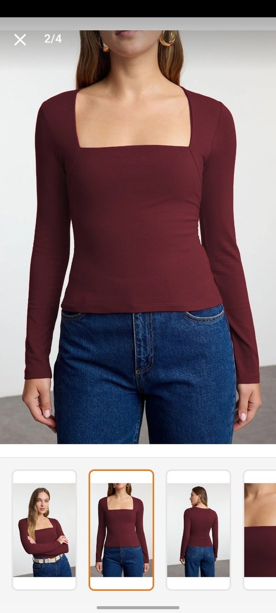 Bordo Kadın Slim Fit Uzun Kollu Bluz - Görsel 2