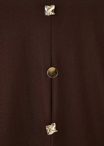 Düğmeli Kahverengi Kadın Hırka - Görsel 3