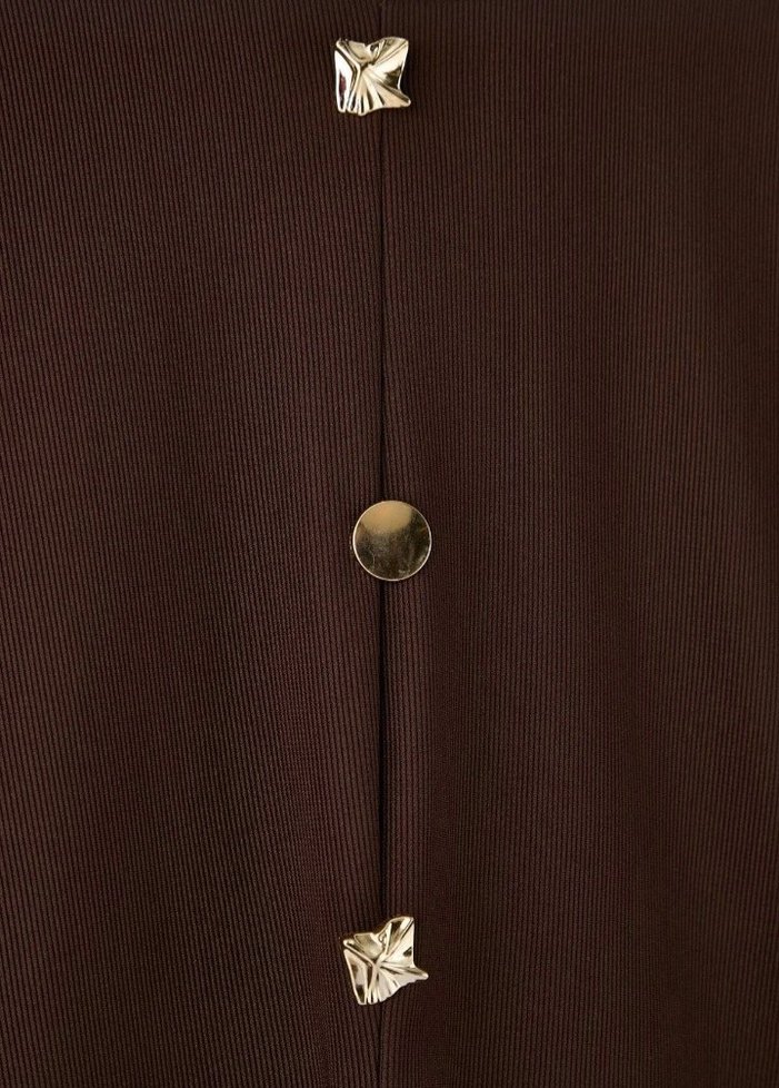 Düğmeli Kahverengi Kadın Hırka - Görsel 3