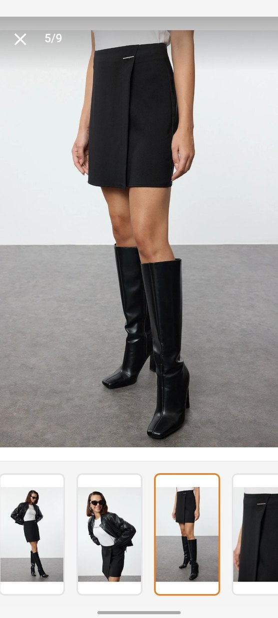 Siyah Deri Kemerli Mini Etek - Görsel 2