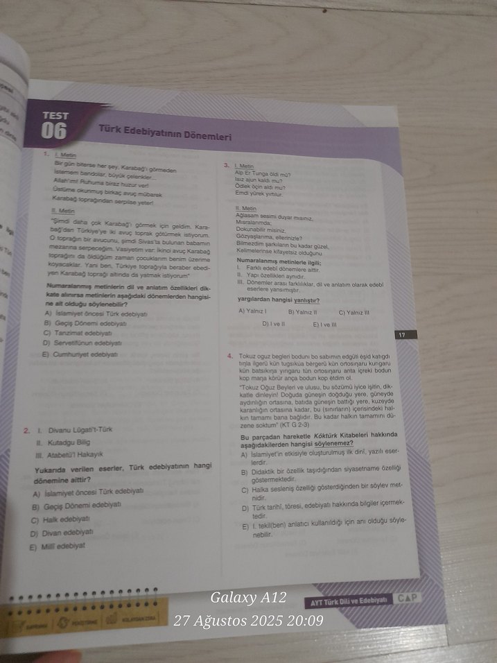 ap yayınları edebiyat soru bankası - Görsel 3