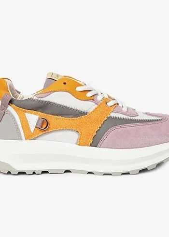 Gri ve Pastel Renkli Platform Topuklu Spor Ayakkabı - Görsel 3