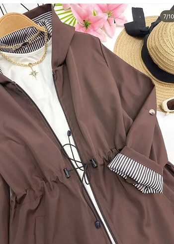 Kahverengi Kemerli Uzun Kadın Trençkot - Görsel 2