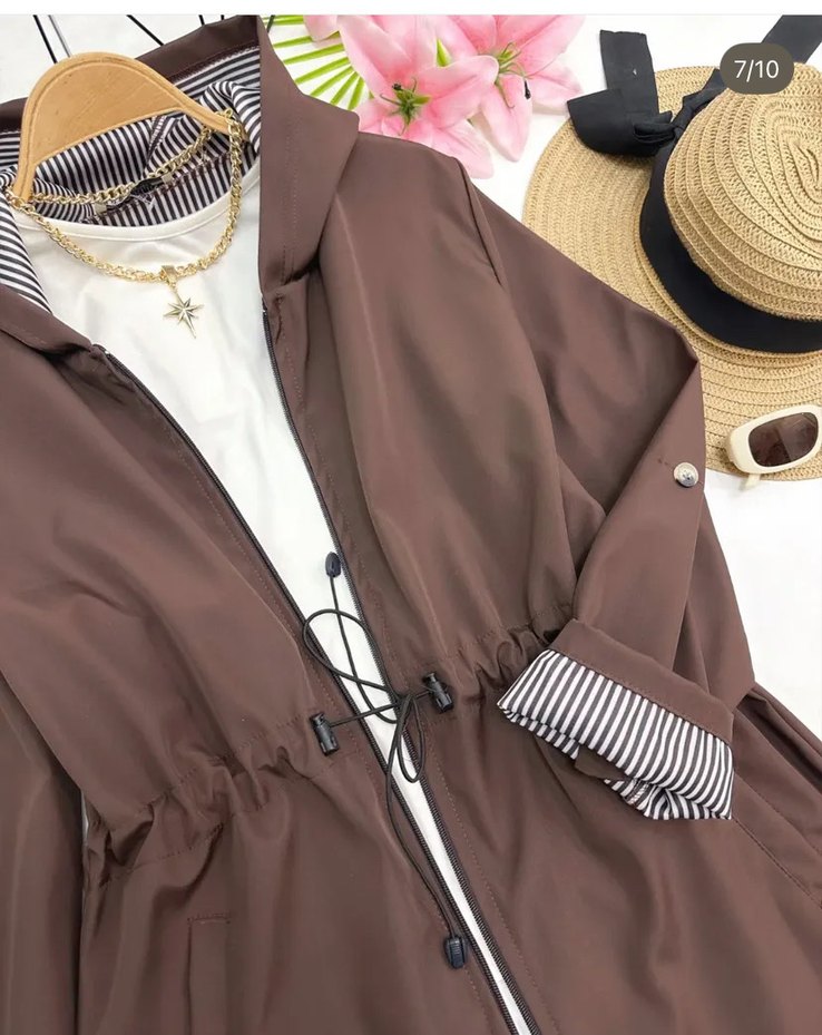 Kahverengi Kemerli Uzun Kadın Trençkot - Görsel 2