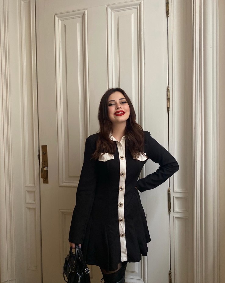 Düğmeli Siyah Deri Mini Kadın elbise - Görsel 2