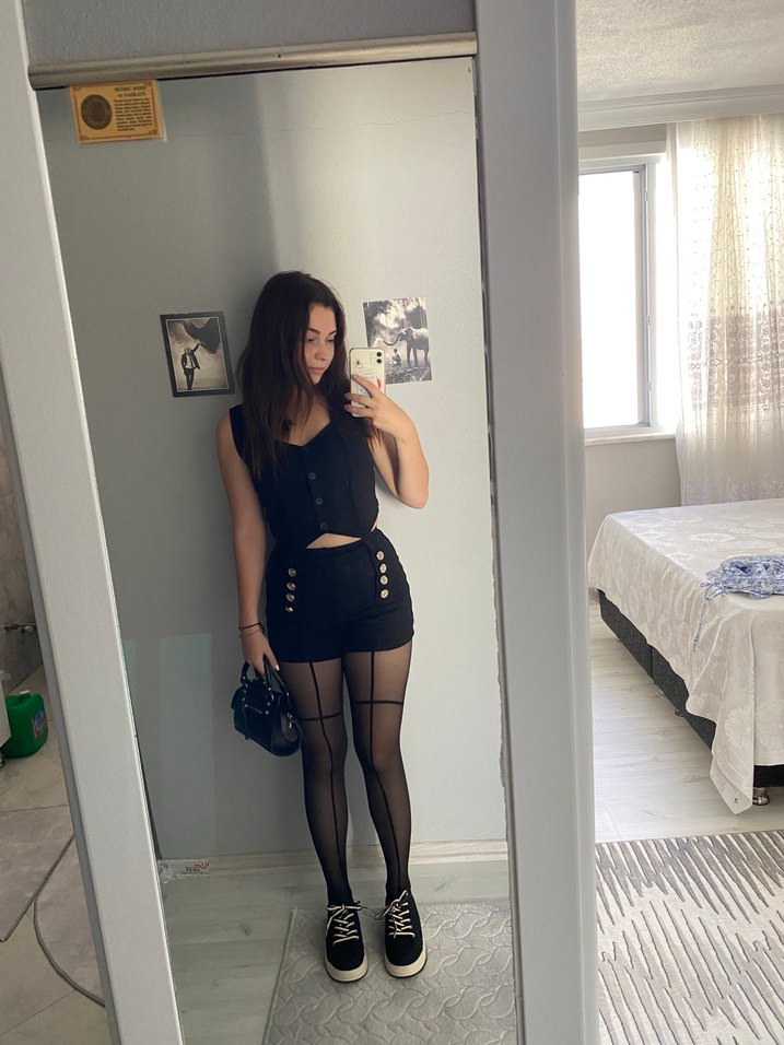 Siyah kot şort - Görsel 2