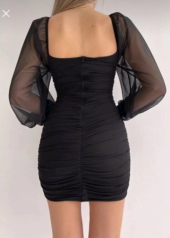 Siyah Mini Elbise - Görsel 2