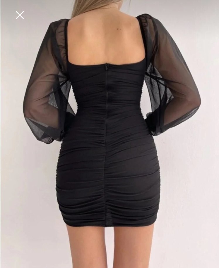 Siyah Mini Elbise - Görsel 2