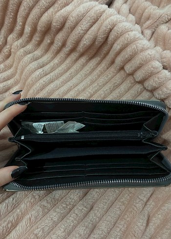 Fermuarlı Gri Deri Kadın Cüzdan - Görsel 3