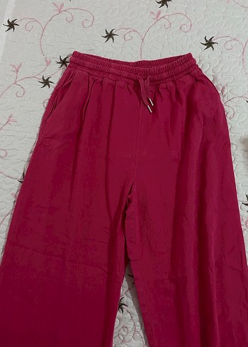 Pembe Keten Salaş Kadın Pantolon - Görsel 3