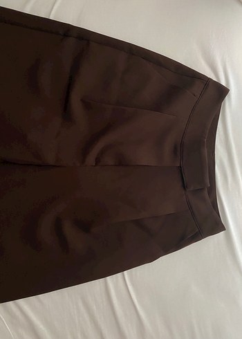 Kahverengi Pilili Kadın Kumaş Pantolon - Görsel 2