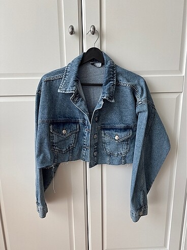 Crop denim ceket