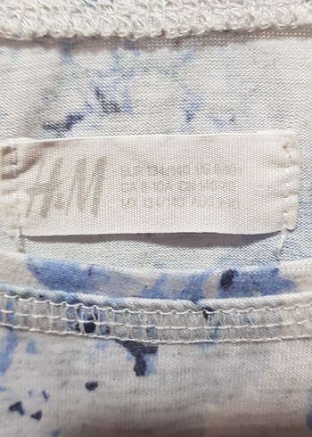 H&M Kız Çocuk Mavi Çiçekli Baskılı Tişört