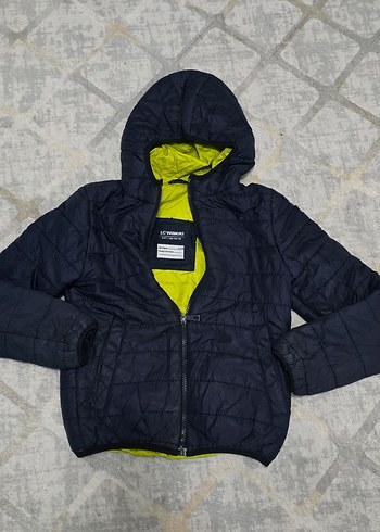 Sarı Astarlı lacivert Kapüşonlu çoçuk Mont