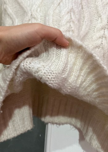 Beyaz Örgü Kadın Triko Kazak - Görsel 4