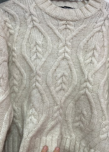Beyaz Örgü Kadın Triko Kazak - Görsel 5