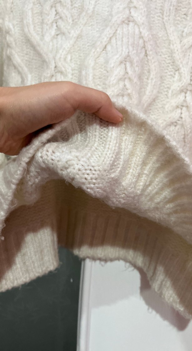 Beyaz Örgü Kadın Triko Kazak - Görsel 4