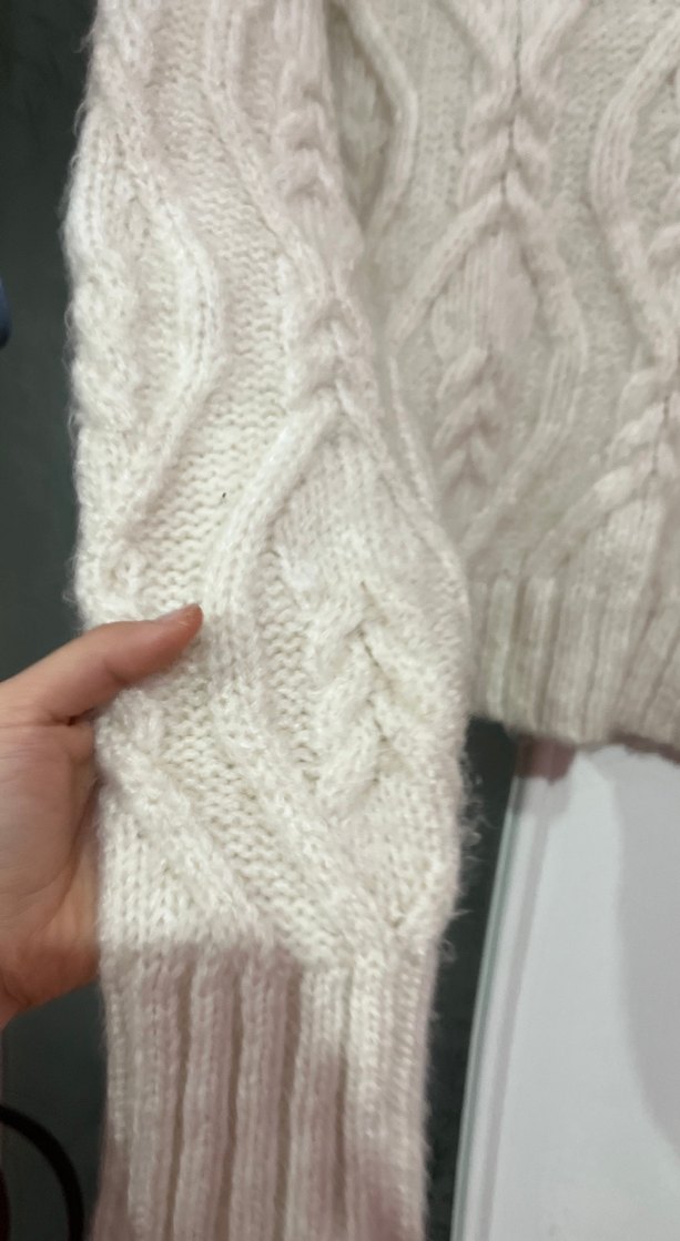 Beyaz Örgü Kadın Triko Kazak - Görsel 3