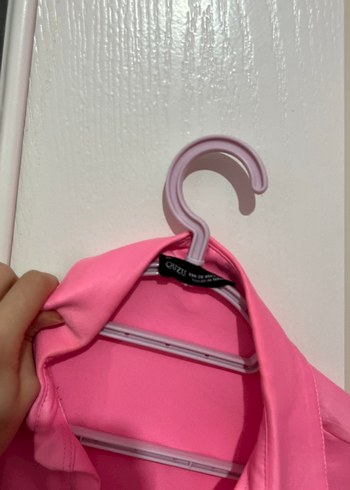 Düğmeli Pembe Uzun Kollu Kadın Gömlek - Görsel 2