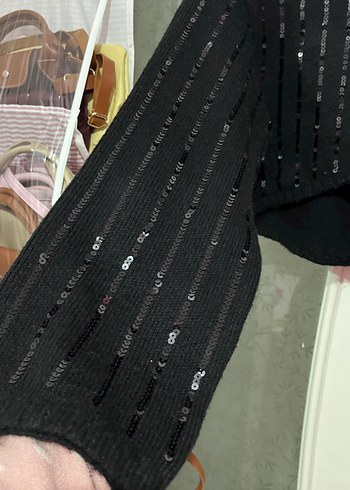 Nakışlı Siyah Örgü Kadın Kazak - Görsel 2