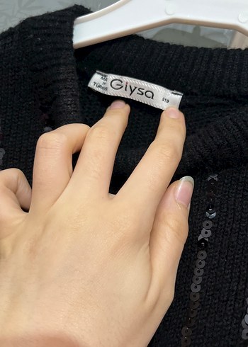 Nakışlı Siyah Örgü Kadın Kazak - Görsel 5