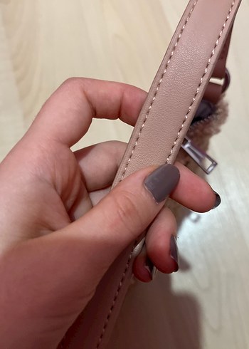 Peluş Detaylı Bej Kadın Çanta - Görsel 4