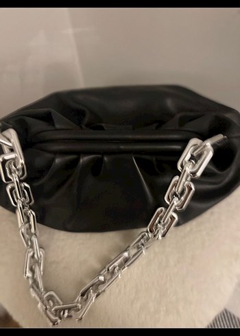 Gri Zincir Detaylı Kadın El Zinciri siyah çanta - Görsel 3