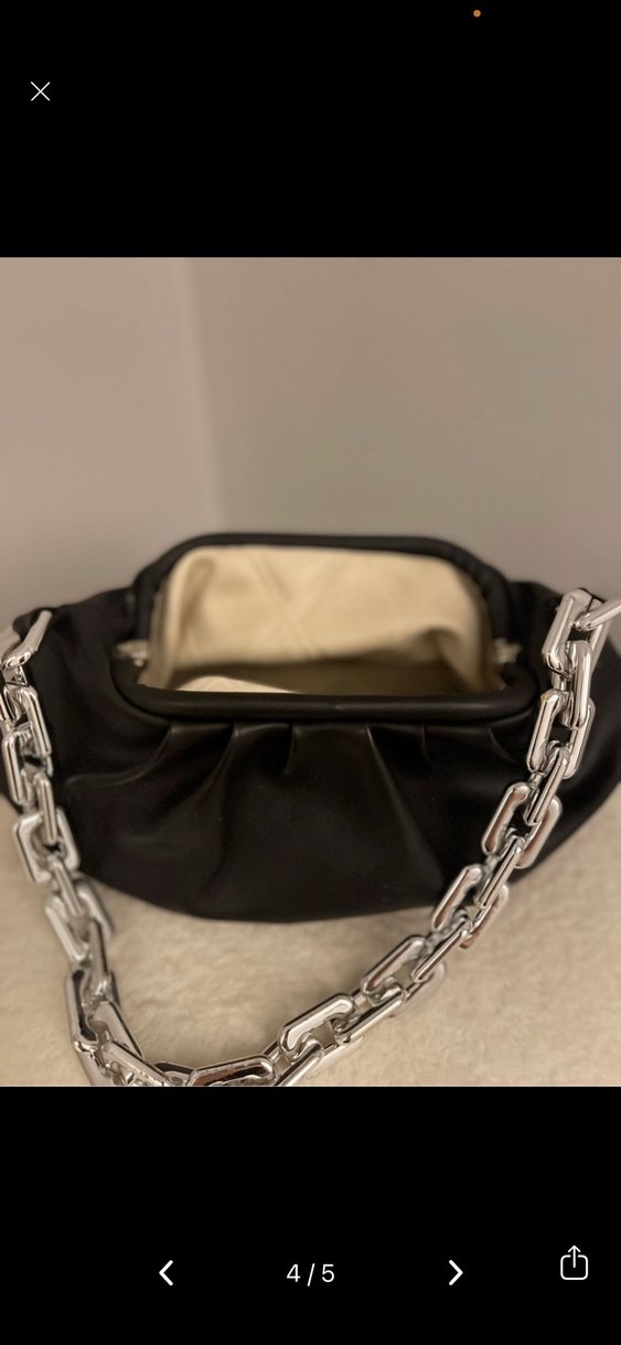 Gri Zincir Detaylı Kadın El Zinciri siyah çanta - Görsel 2