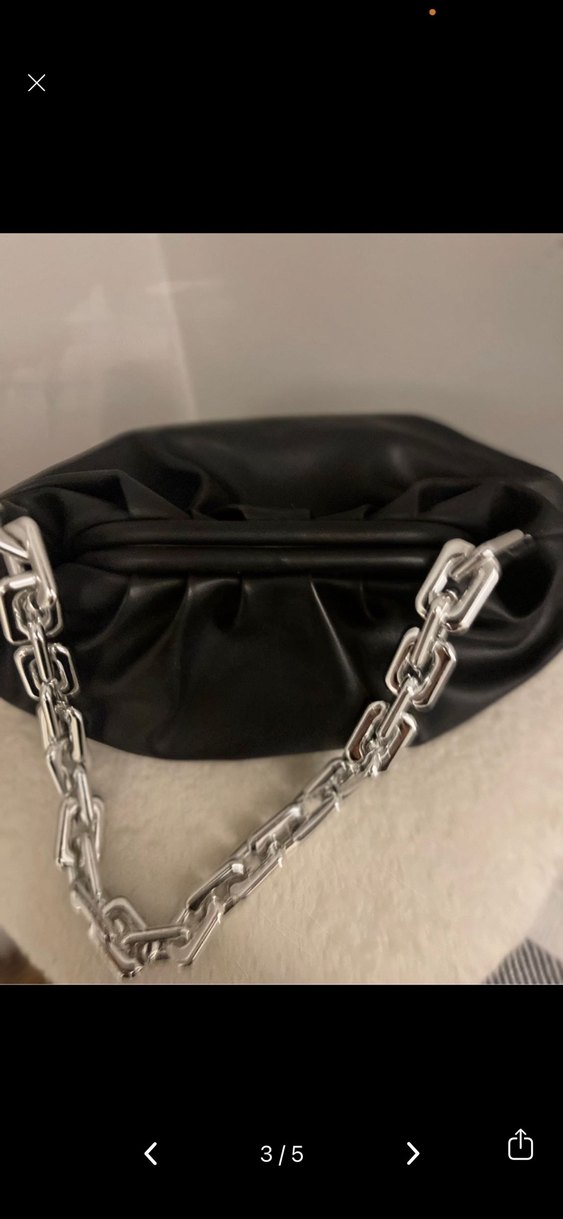 Gri Zincir Detaylı Kadın El Zinciri siyah çanta - Görsel 3